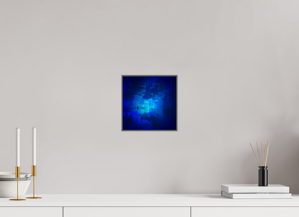 20 x 20 cm, Framed Metal Print Blue Omni