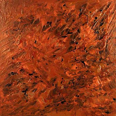 A close up of Brown Ripples unframed original abstract painting by Alli Cullimore — 41×41cm acrylic on canvas in earthy browns and black