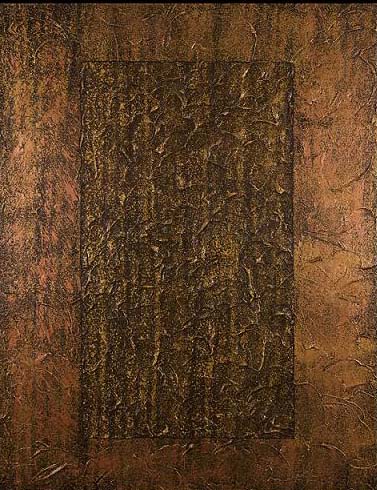 he Doorway original abstract painting by Alli Cullimore — 76×102cm acrylic on stretched canvas with textured gold, burnished copper and dark chocolate tones"