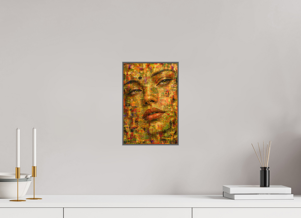 20 x 30 cm, Framed Metal Print Her Golden Gaze