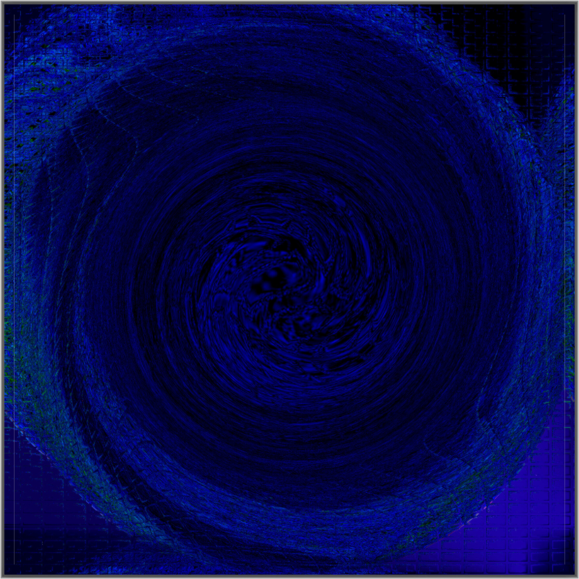 Circle of Blues II — abstract limited edition print featuring a deep spiralling vortex of cobalt and midnight blue with concentric layers drawing inward to a dark centre, with a soft violet base, by Gallery 68