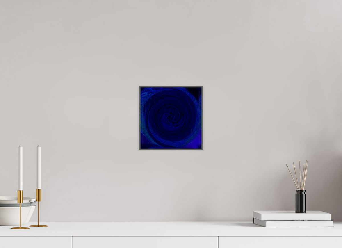 20 x 20 cm, Framed Metal Print Circle of Blues II